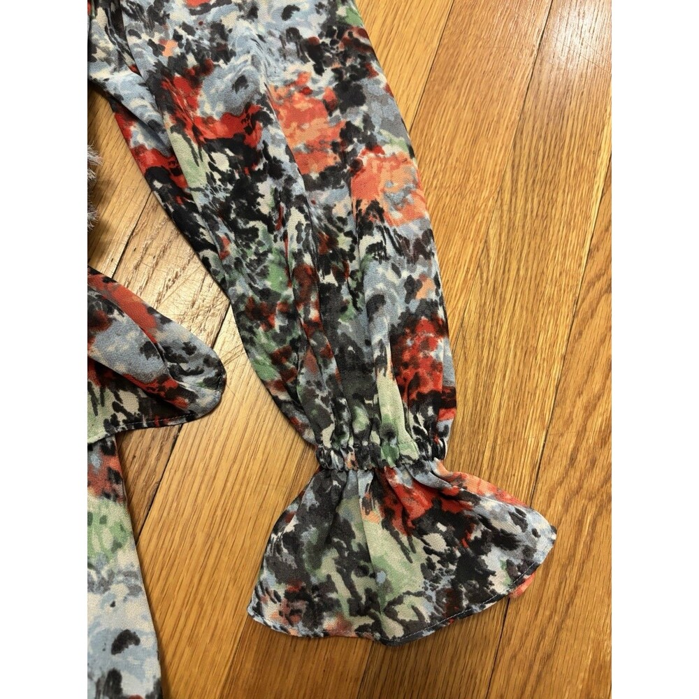 Cinq a Sept Lewis Floral Georgette Mini Dress Tiered Long Sleeve Size 0 - Picture 3 of 9